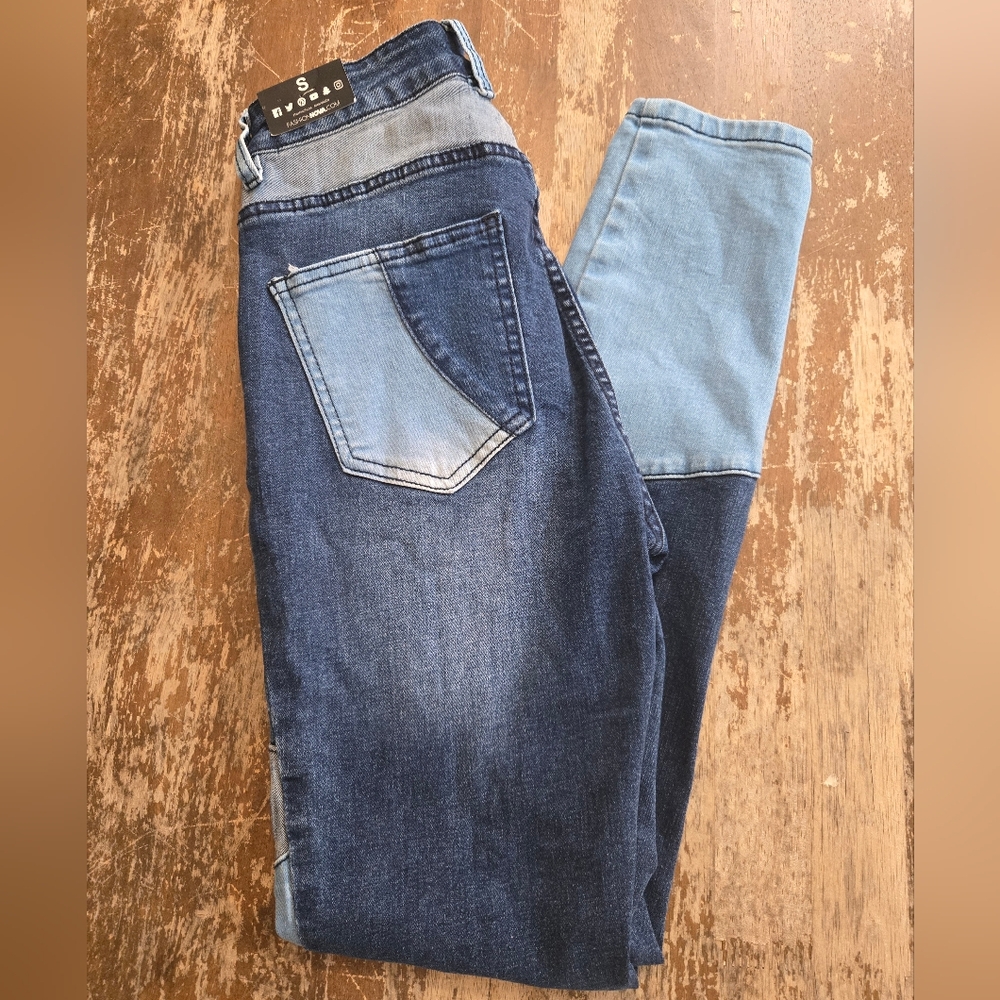 Fashion Nova Two-Tone Denim Skinny Jeans